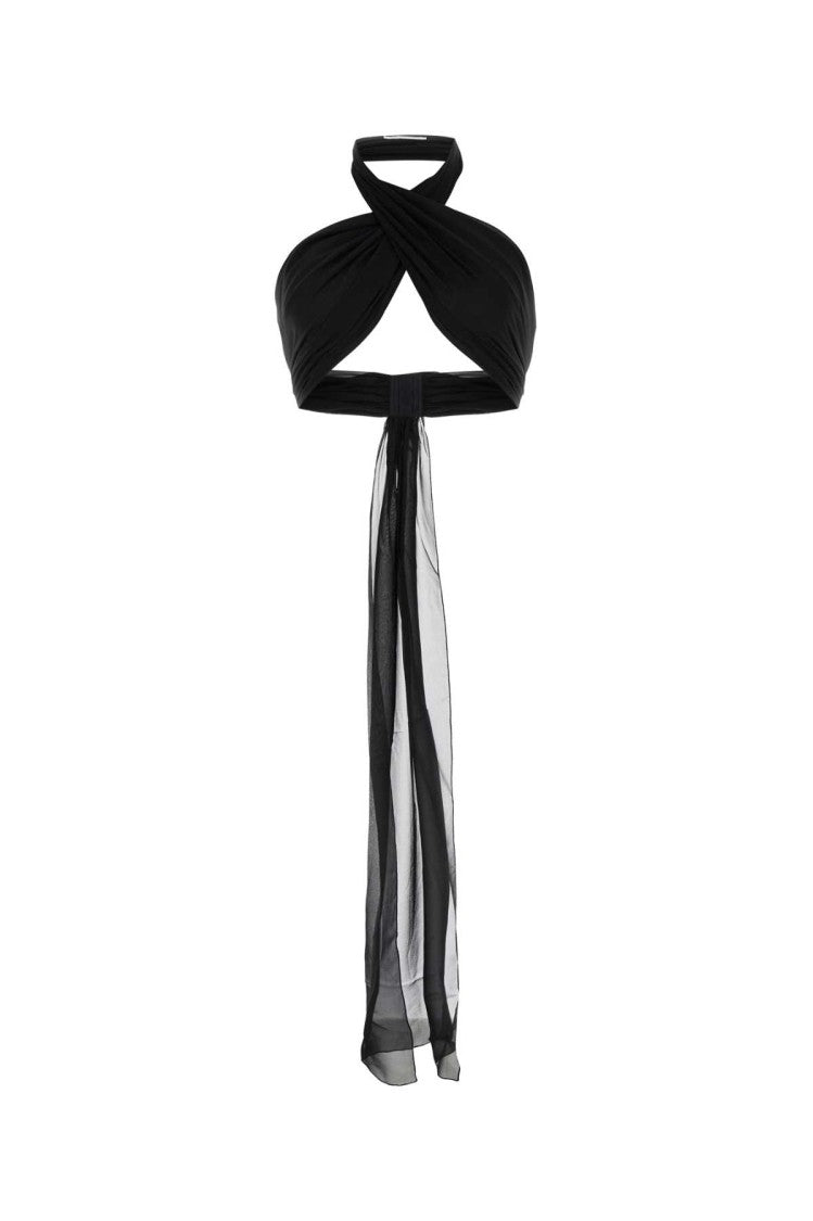 Ami Black Silk Crop-Top