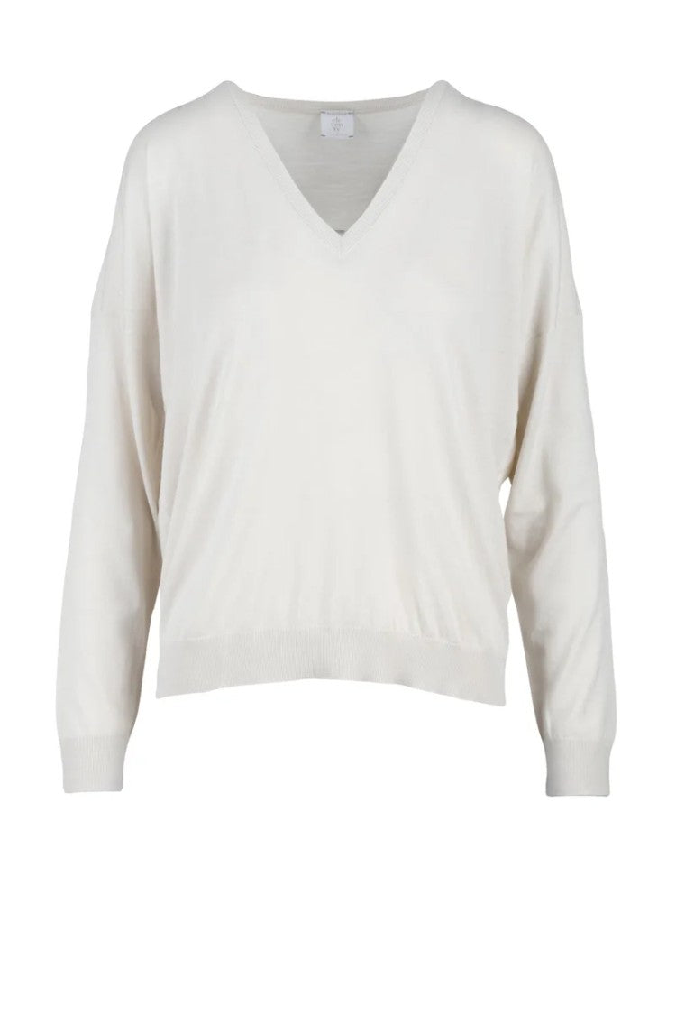 Eleventy V-Neck Sweater Wool - White