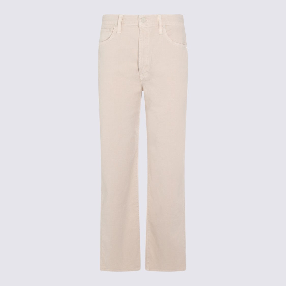 Mother High Waist Beige Cotton Straight-Leg Jeans