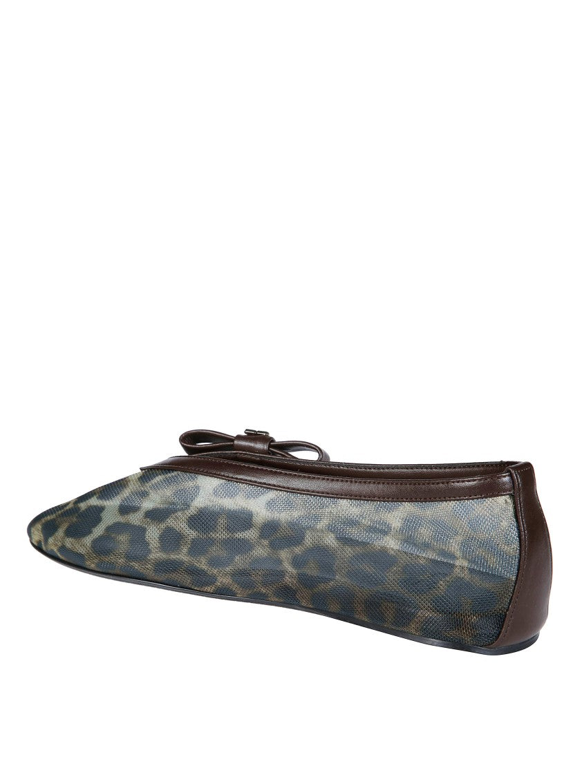 Ganni Leopard Print Mesh Pointed-Toe Flats