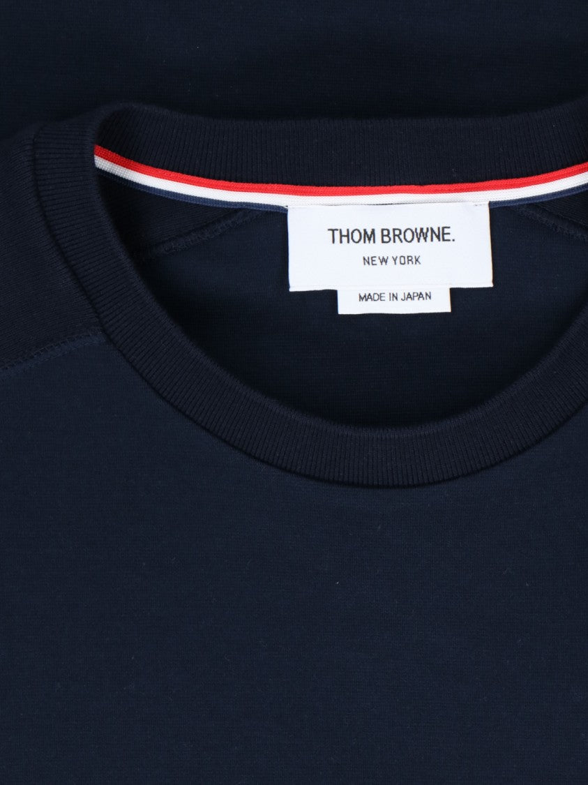 Thom Browne Crew Neck T-Shirt With Distinctive 4-Bar Logo