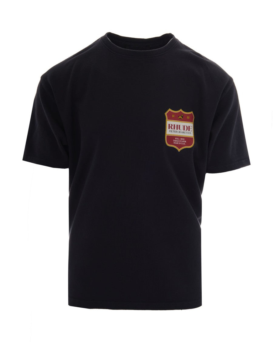 Rhude Washed Vintage Black Filtaro Crest Cotton T-Shirt