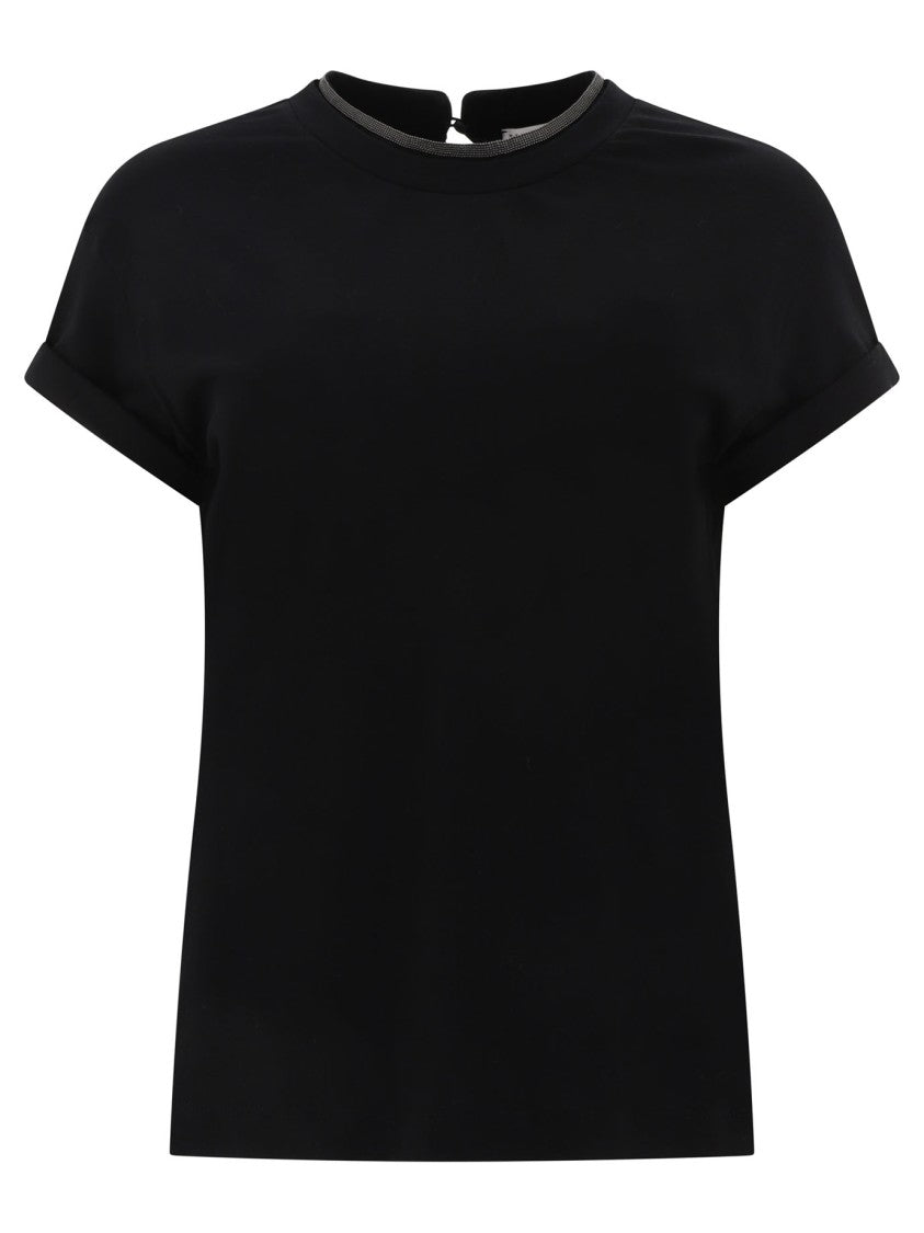 Brunello Cucinelli Round Neck T-Shirt With Keyhole Back Detail