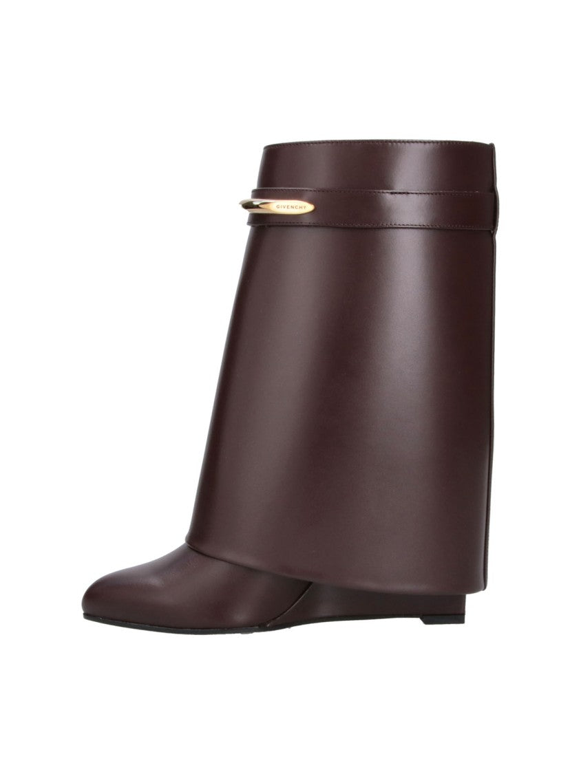 Givenchy Brown Shark Pinch Gold Detail Calf Leather Ankle Boots