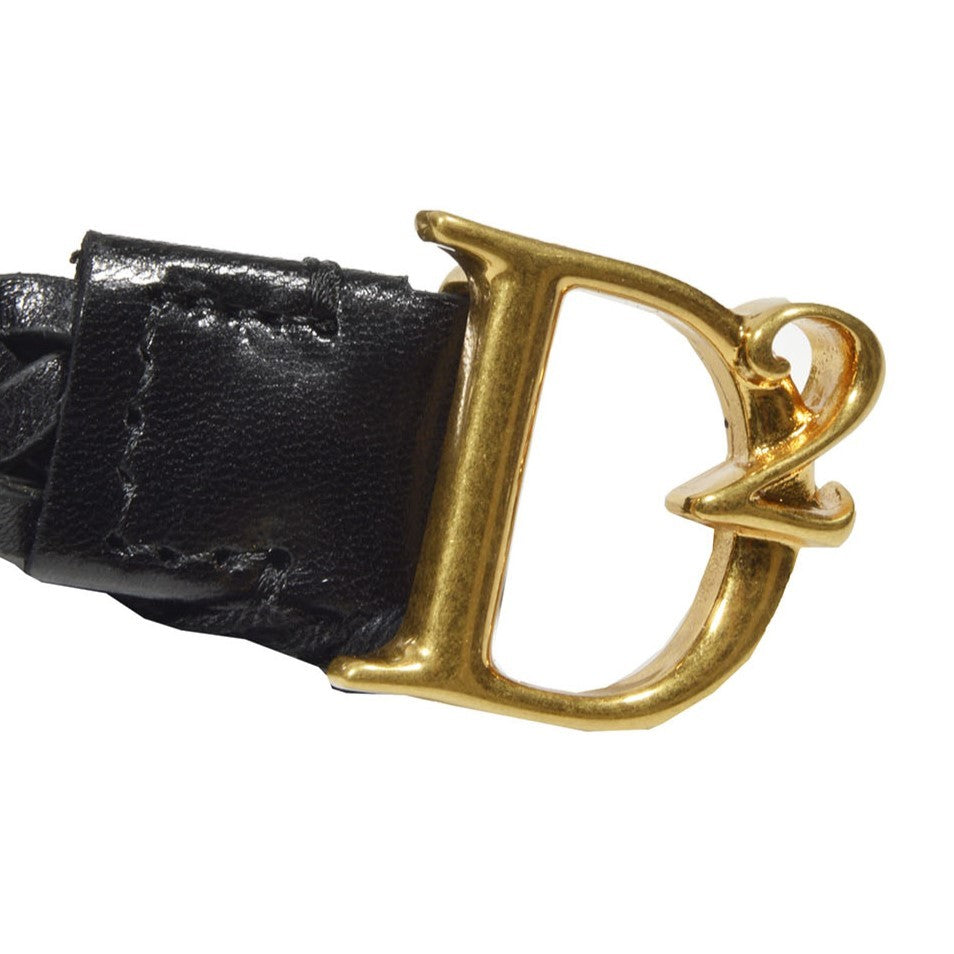Dsquared2 Black Leather D2 Braided Belt