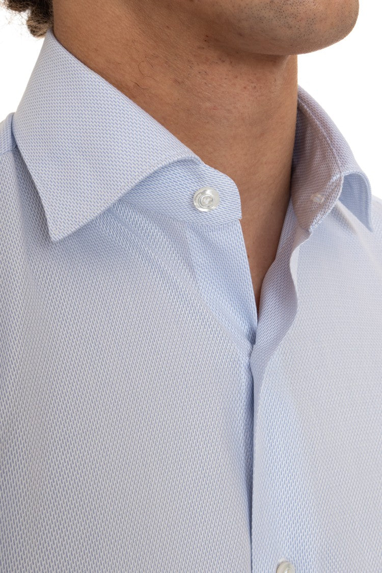 Finamore Textured Cotton Tailored Shirt Milano Line