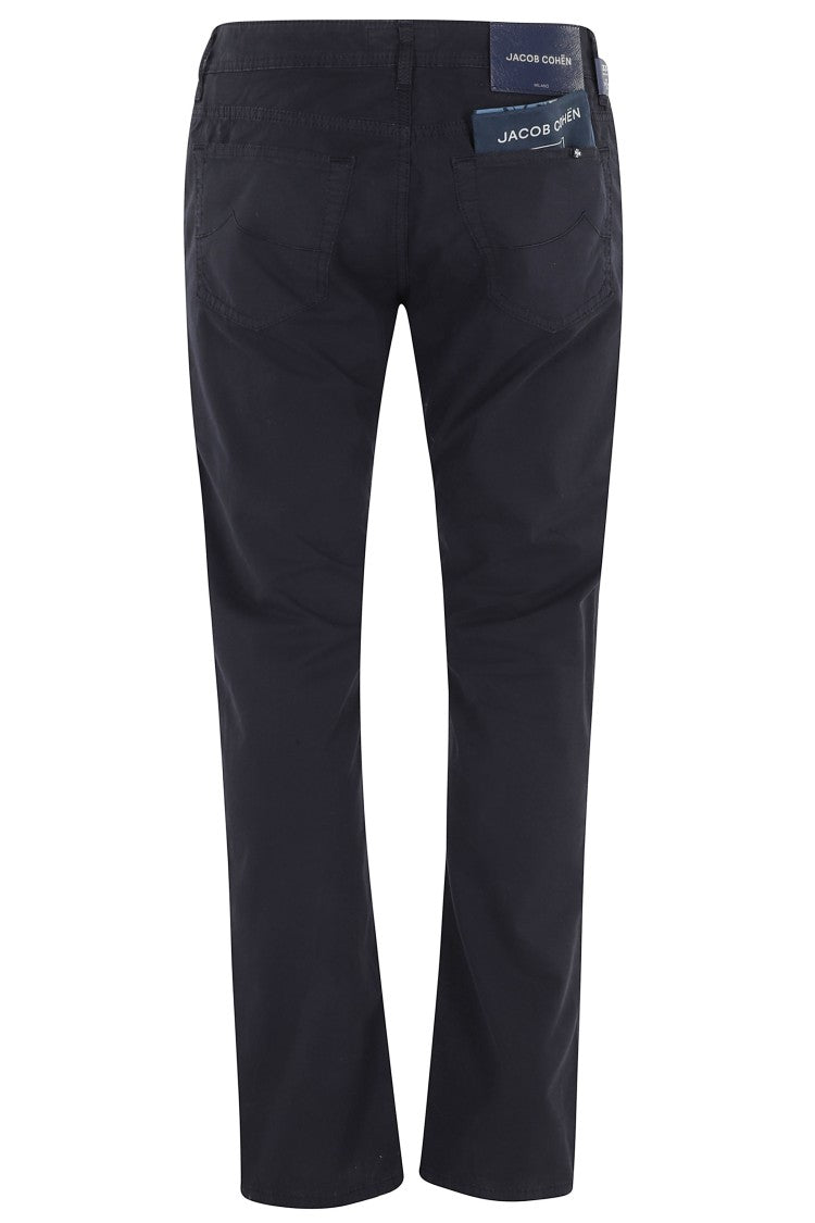 Jacob Cohen Dark Blue Slim Bard Five-Pocket Cotton-Blend Pants
