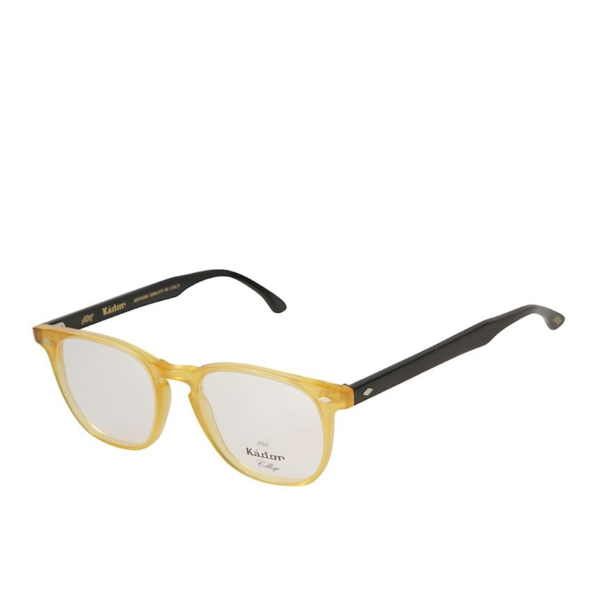 Kador Cambridge Translucent Amber-Yellow Eyeglasses With Black Temples