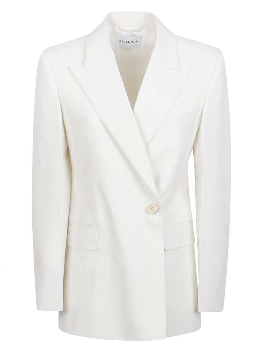Givenchy Double-Breasted White Jacket With Pointed Lapel And Flap Pockets