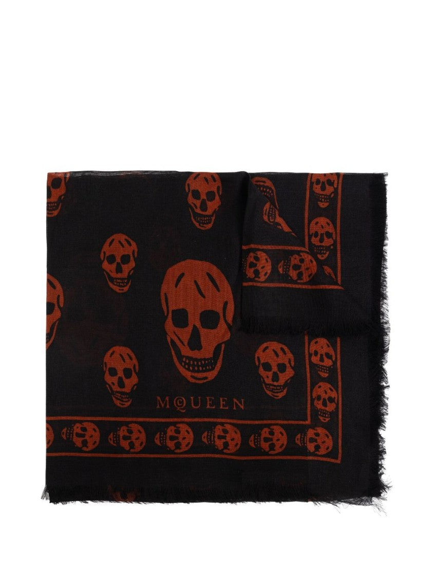 Alexander Mcqueen Black Skull Motif Scarf In T Modal