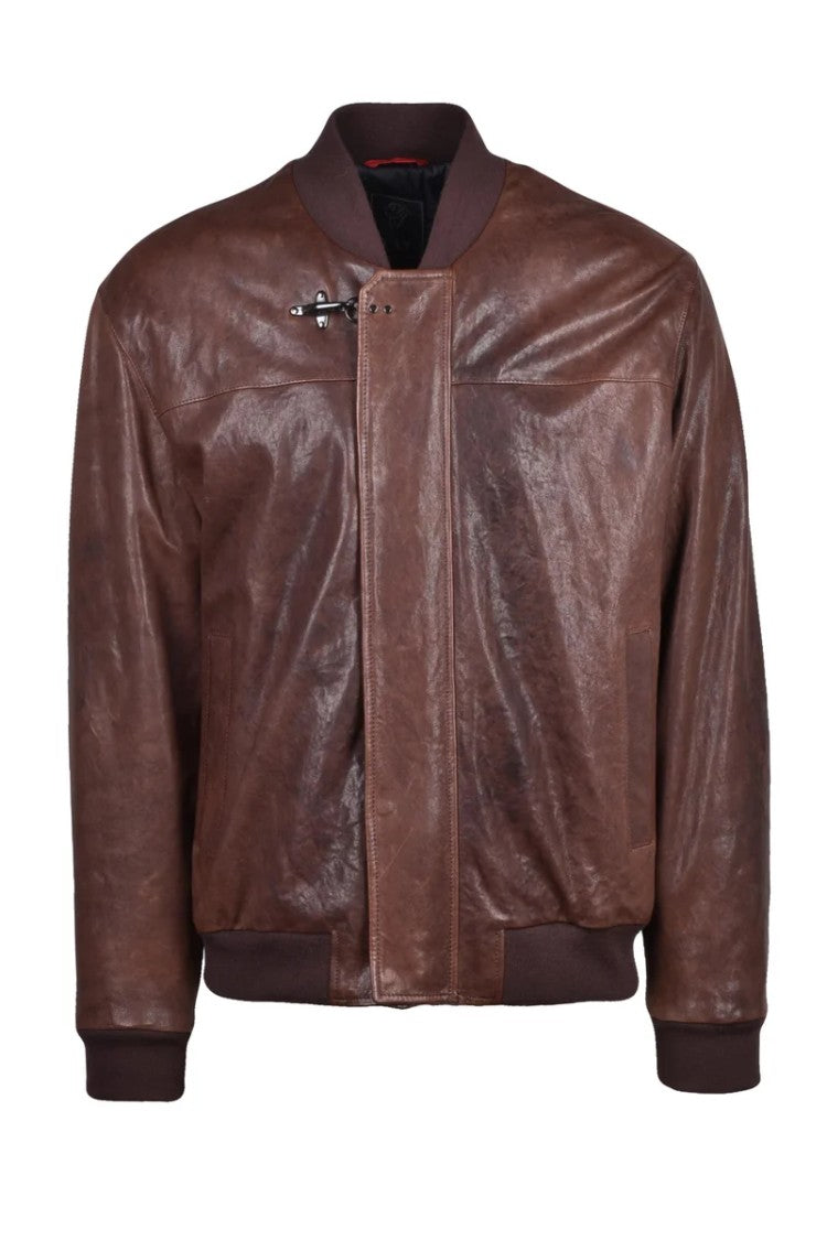 Fay Leather Jacket - Brown