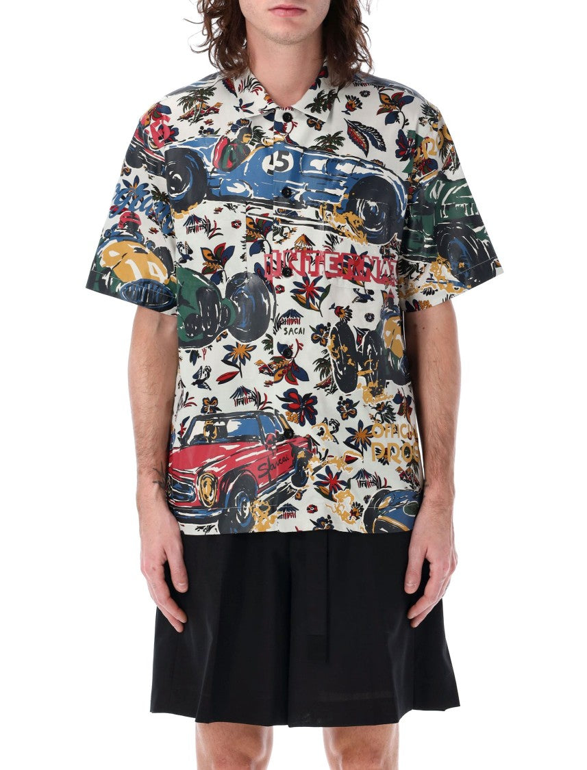 Sacai Car Race Tropical Print Bowling Shirt