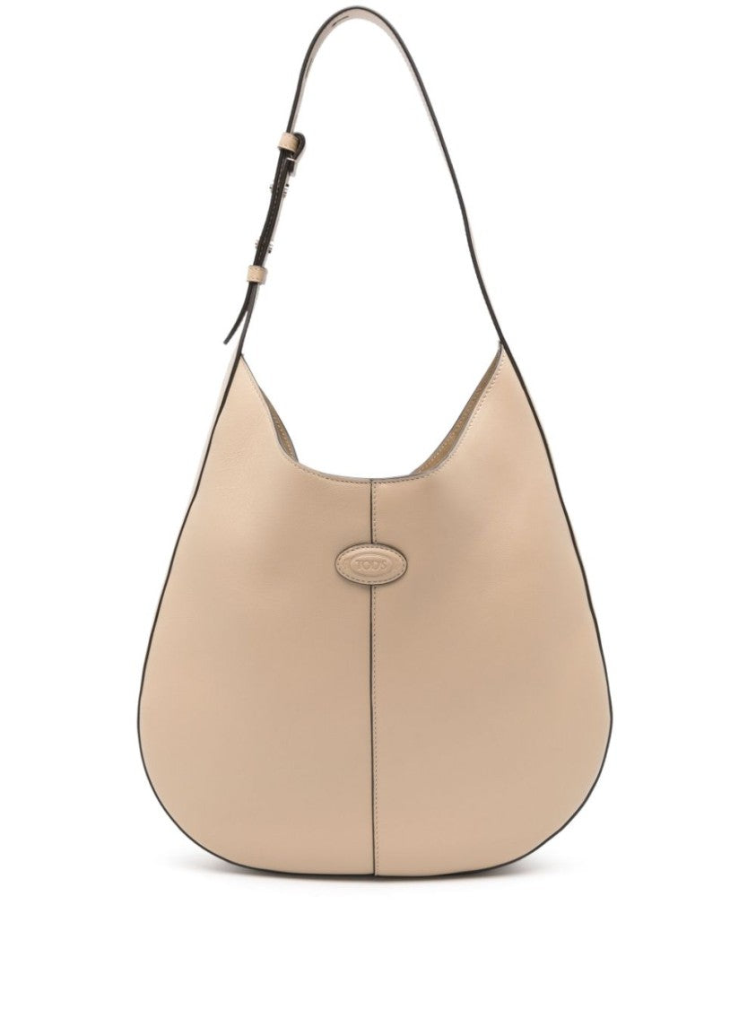 Tod's Beige Calfskin Shoulder Bag With Adjustable Strap