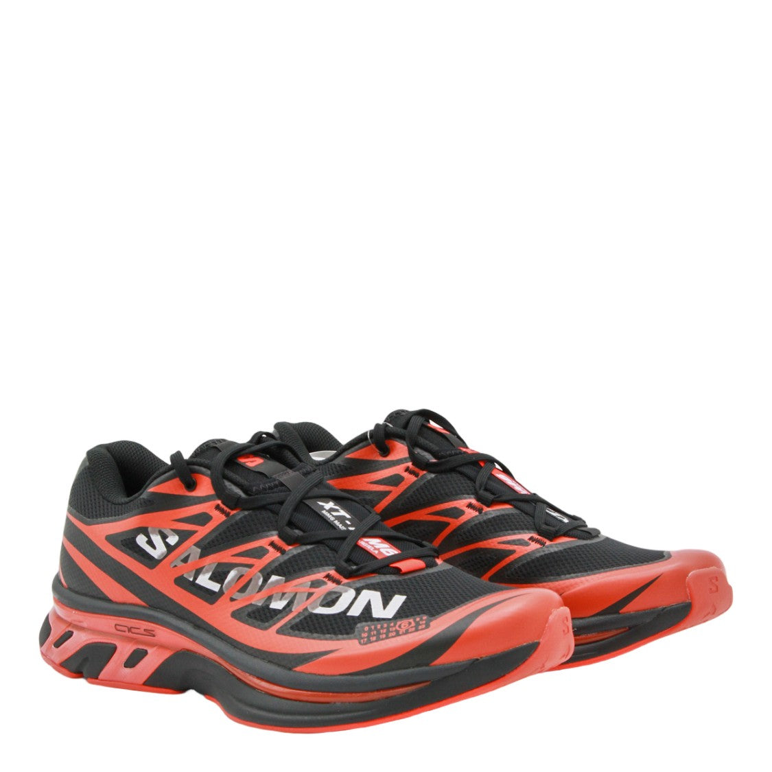 Mm6 By Maison Margiela X Salomon Sporty Black Mesh Sneakers With Red Accents
