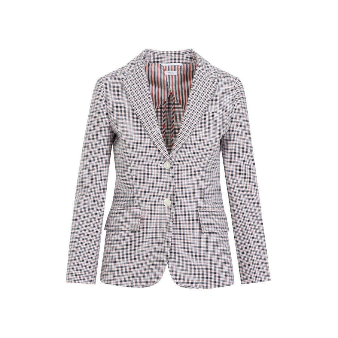 Thom Browne Small Check White Cotton Jacket
