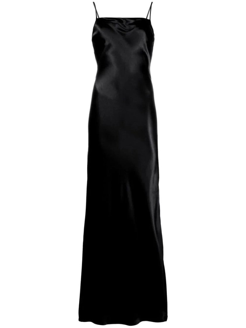 Aeron Floor-Length Satin Evening Dress With Spaghetti Straps