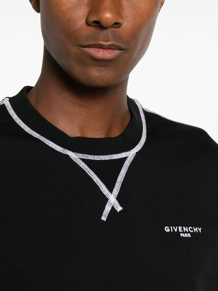 Givenchy Black Contrast Stitching Short-Sleeve T-Shirt