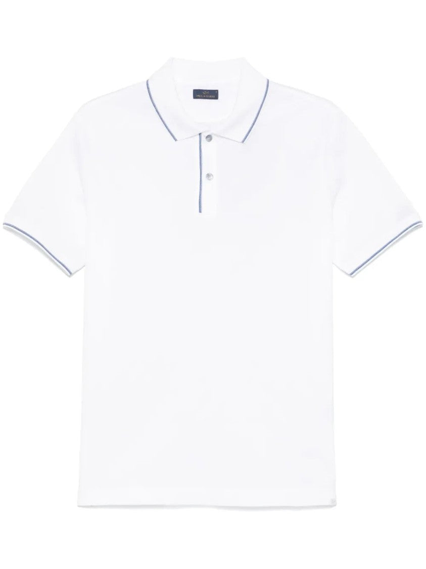 Paul & Shark White Striped Short-Sleeve Cotton Polo Shirt