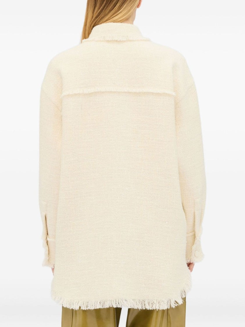 Msgm Boxy Oversized Shirt With Textured Fabric