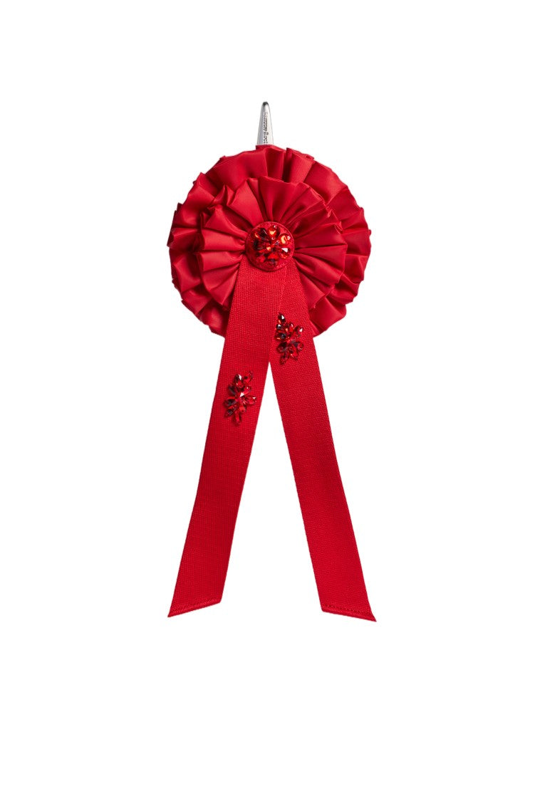 Simone Rocha Red Ribbon Rosette Beaded Embroidery Coin Purse