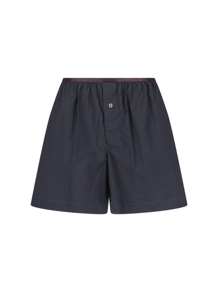 Lemaire Black Silk Blend Gathered Waist Shorts
