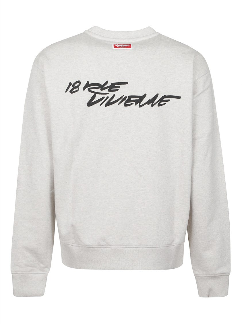 Kenzo Light Grey Classic Sweatshirt With Bold Flower Graphic