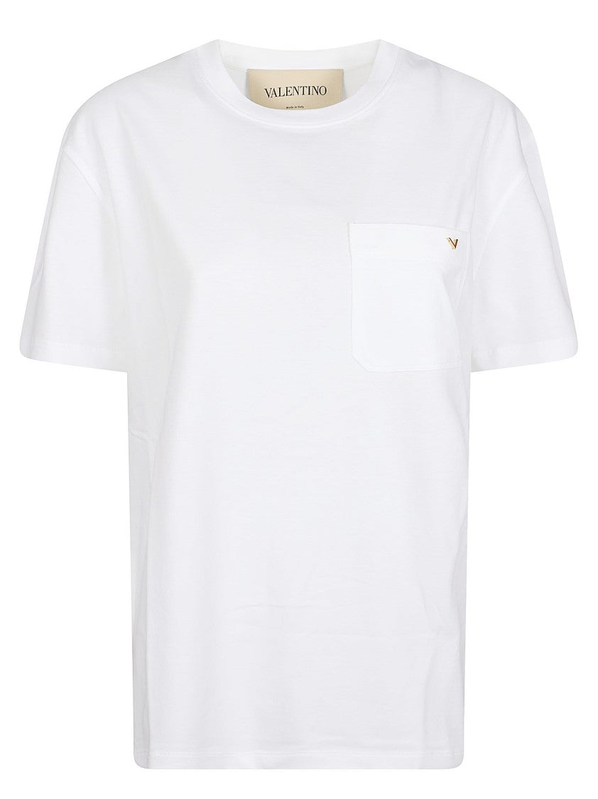 Valentino Garavani White Short-Sleeve T-Shirt With Metallic Emblem