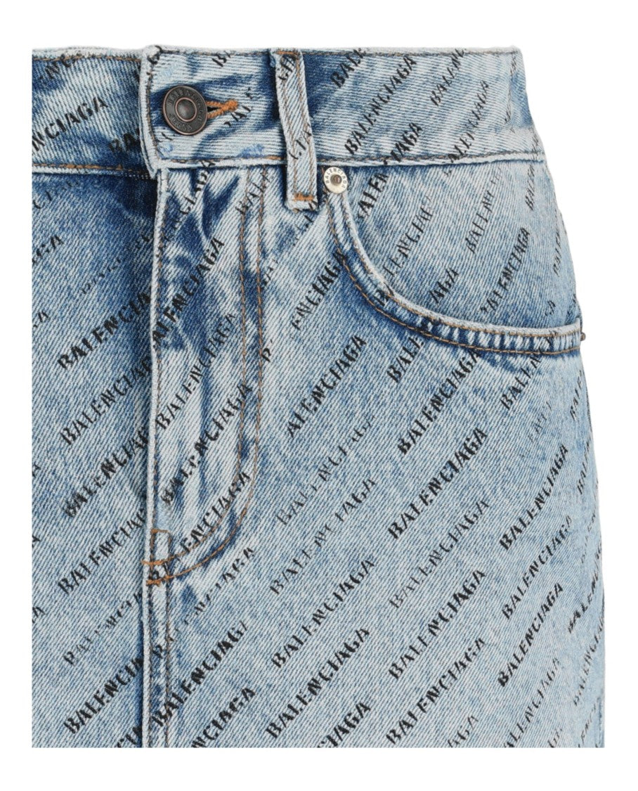 Balenciaga Allover Stencil Low-Waist Mini Skirt