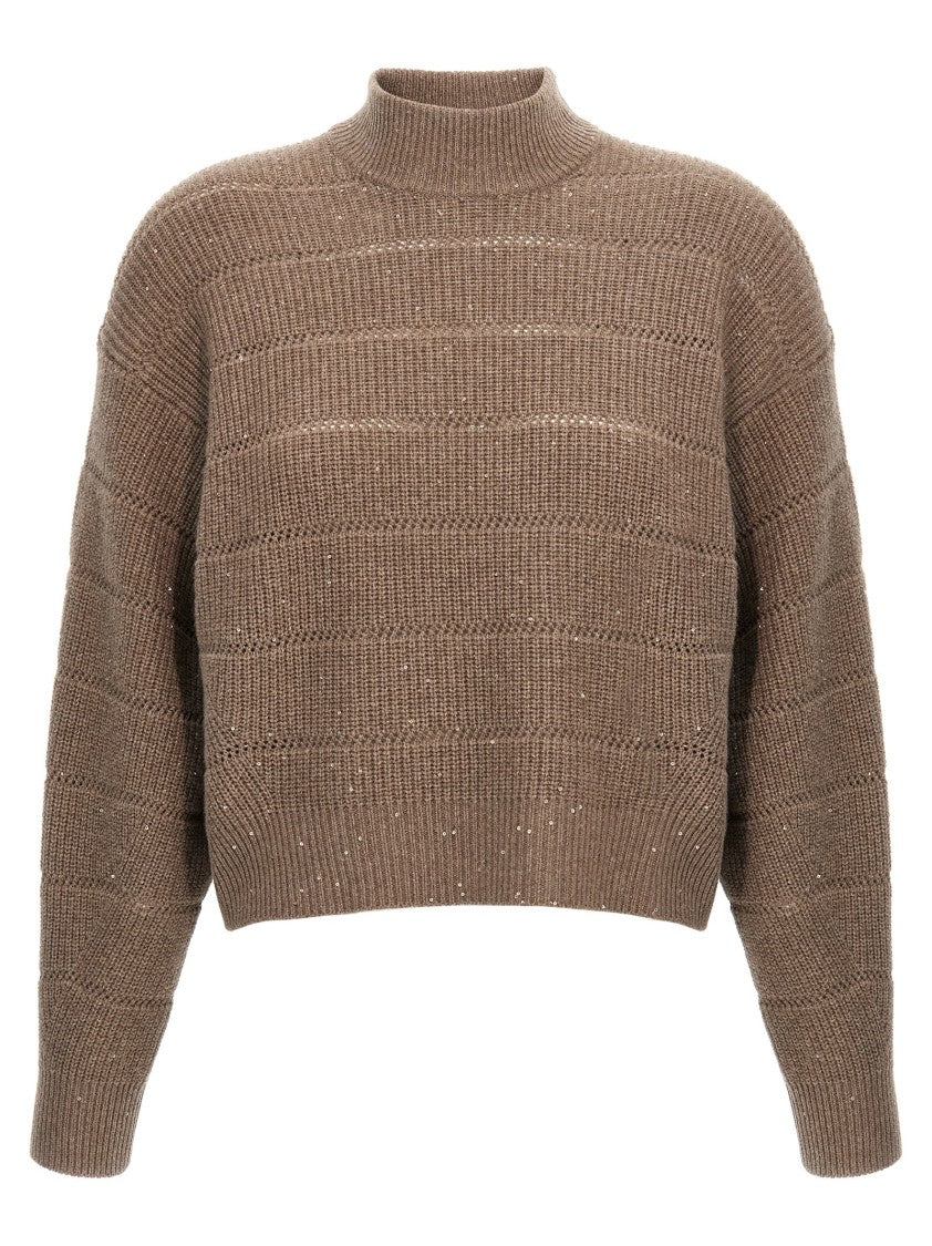 Brunello Cucinelli Rustic Dazzling Net' Cropped Sweater