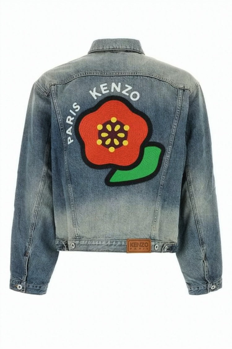 Kenzo Denim Jacket With Button-Up Front And Graphic Detail