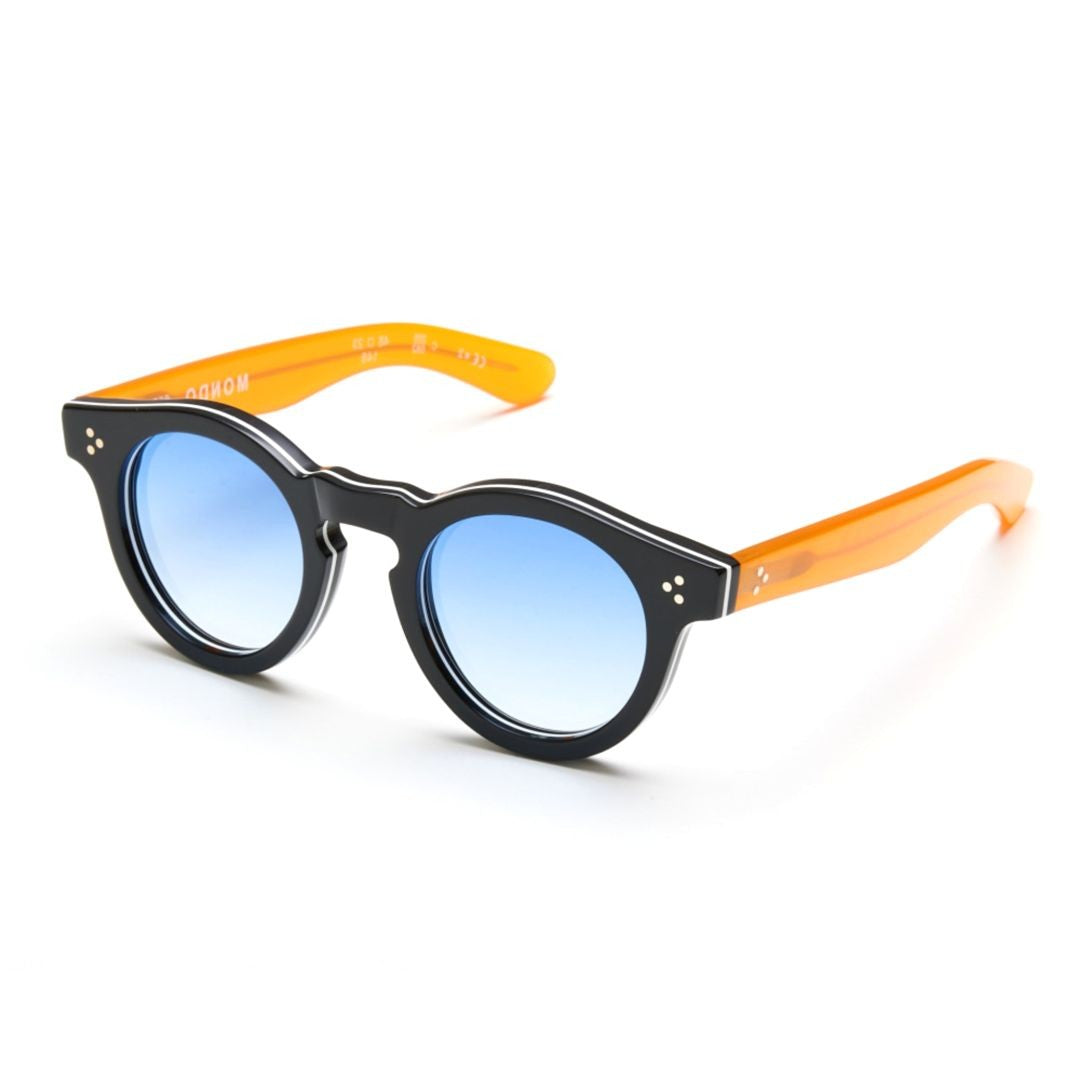 Kador Mondo Bold Round Frame Sunglasses With Gradient Blue Lenses