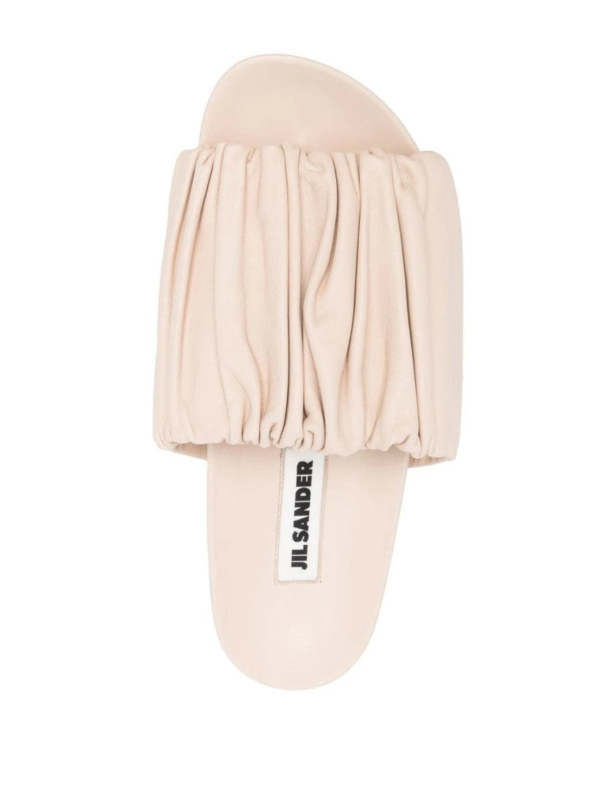 Jil Sander Gathered Texture Open Sandals With Platform Sole