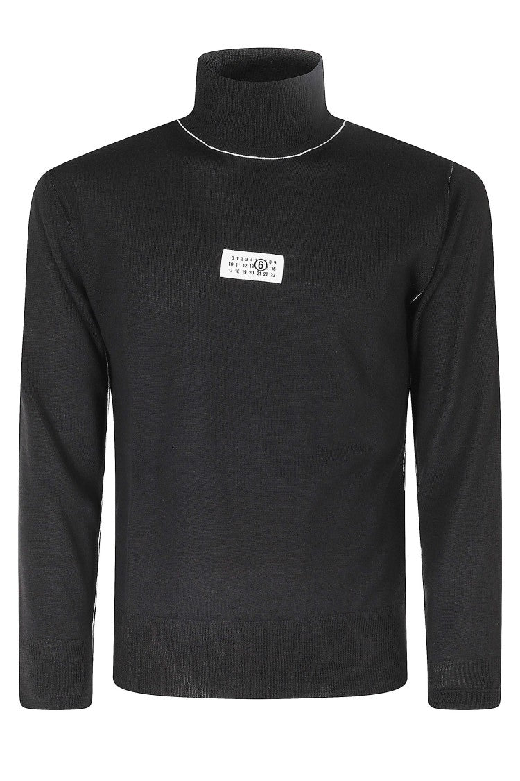 Mm6 By Maison Margiela Black High-Neck Virgin Wool-Blend Sweater