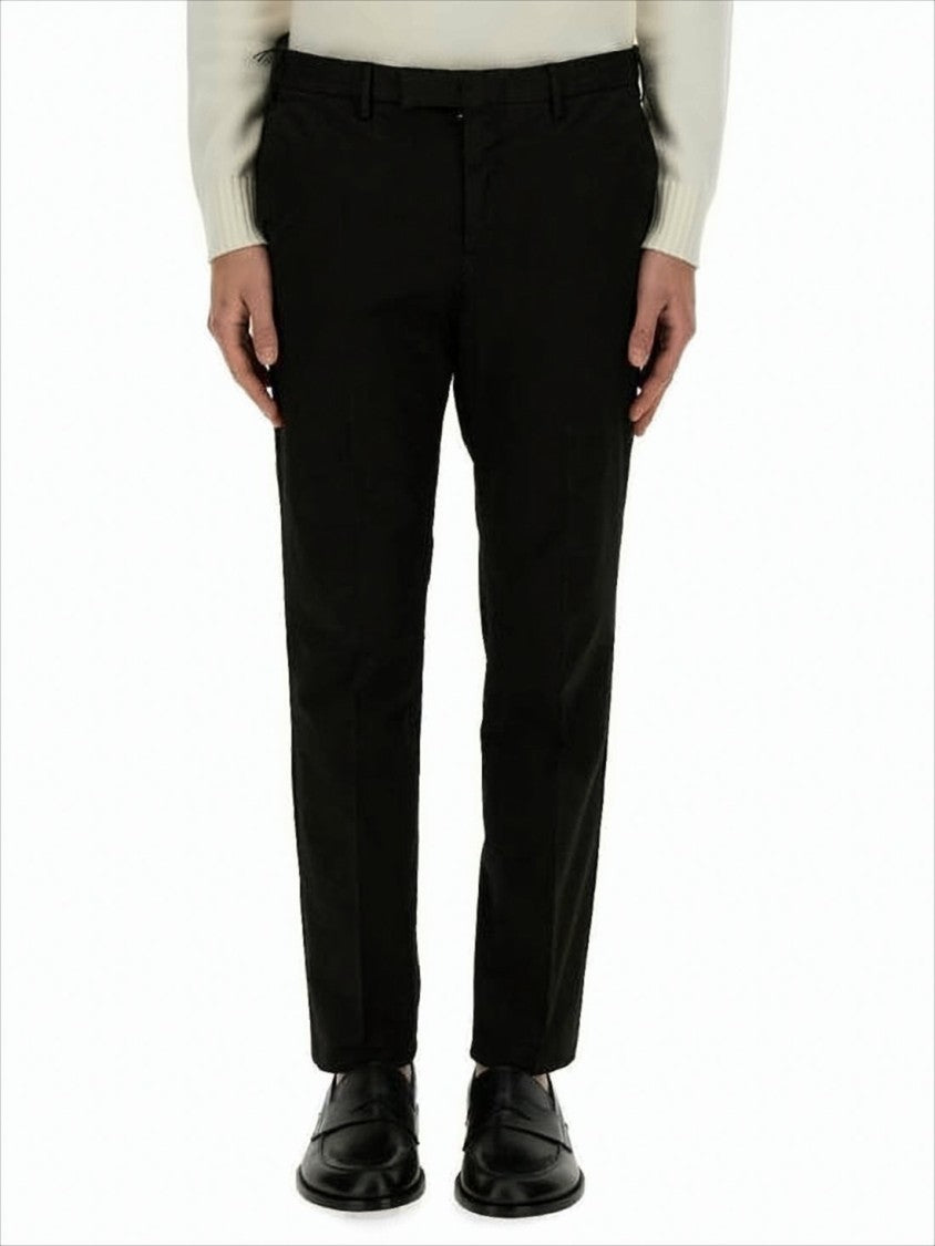 Pt Torino Tailored Slim Fit Black Suit Pants With Flat Waistband