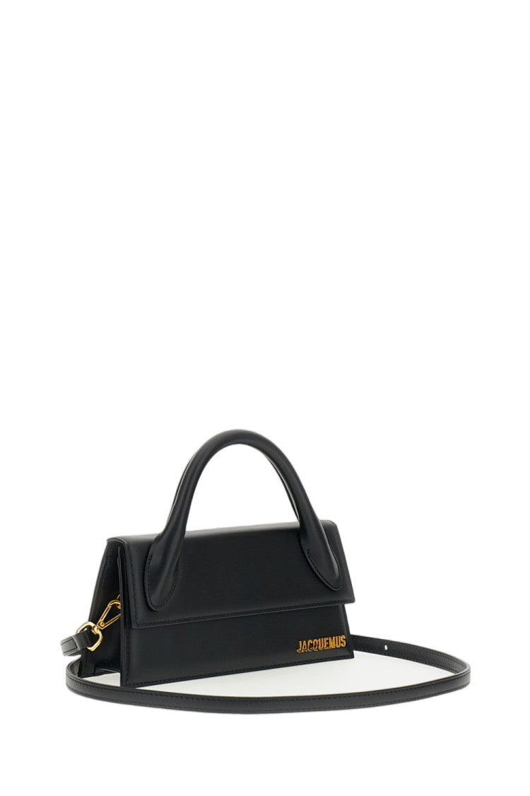 Jacquemus Elongated Leather Top-Handle Bag With Gold Accents