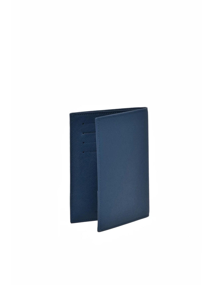 Emporio Armani Blue Polyurethane Saffiano Cardholder