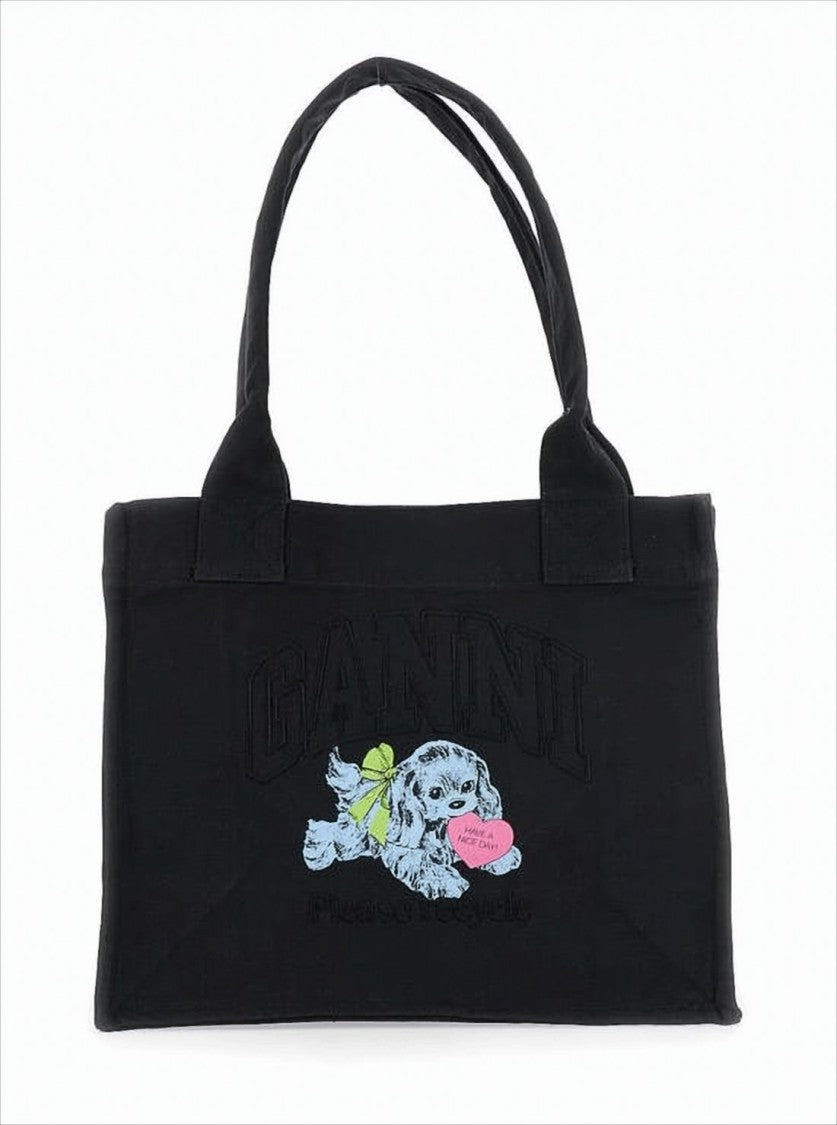 Ganni Rectangular Organic Cotton Tote Bag