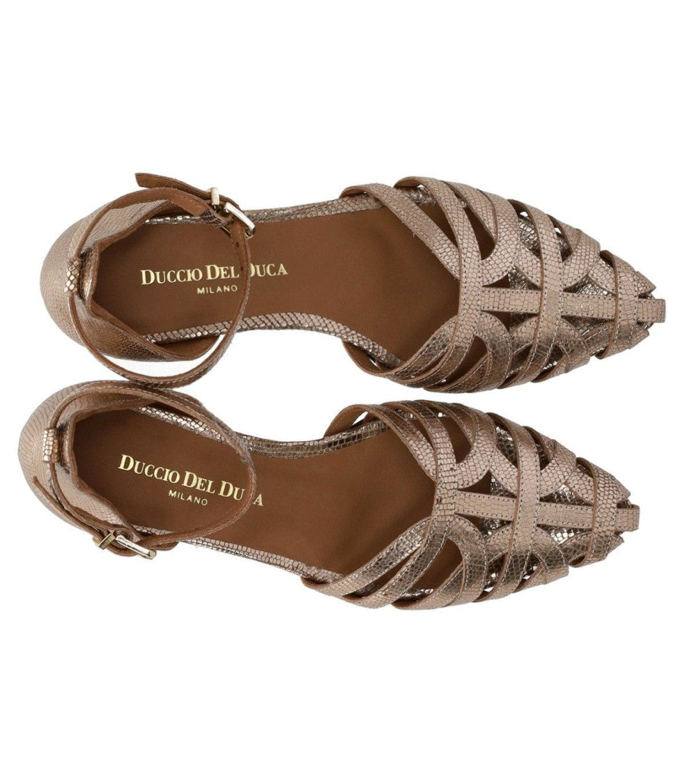 Duccio Del Duca Rose Gold Flat Sandal