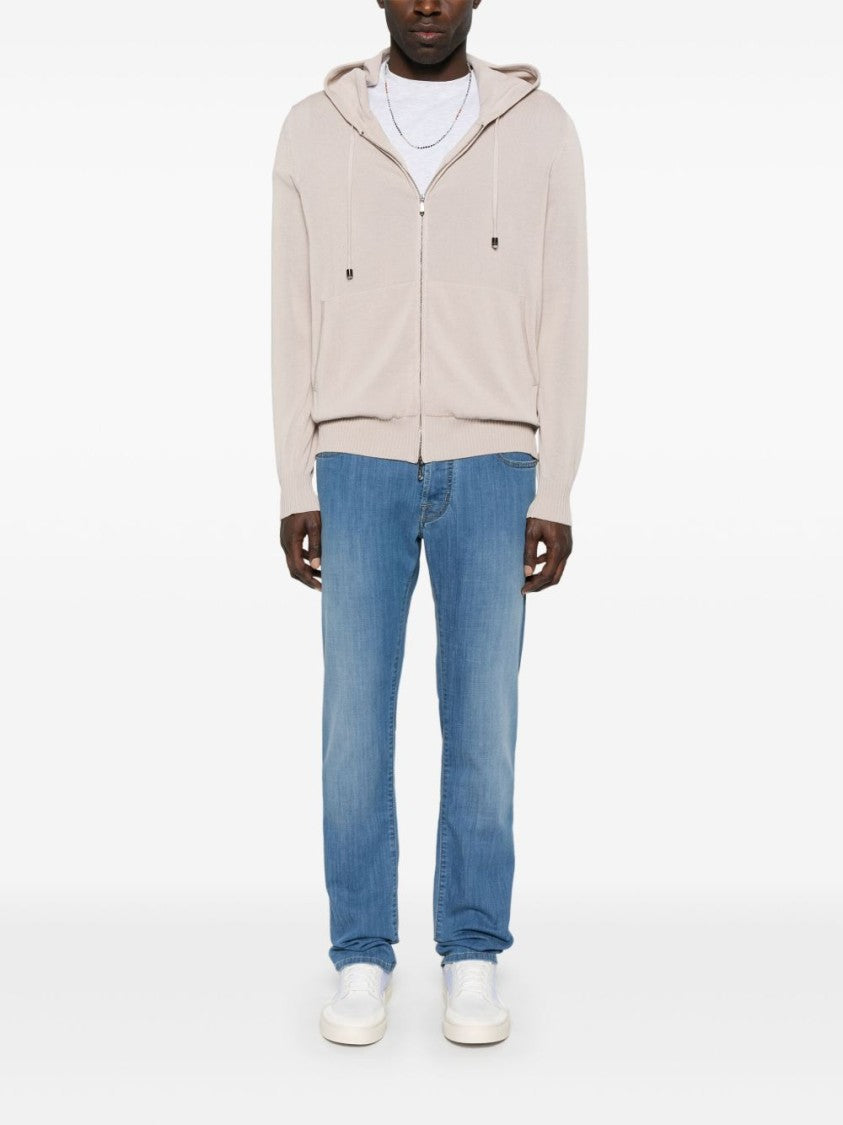 Jacob Cohen Tailored Blue Cotton Blend Jeans With Subtle Fade