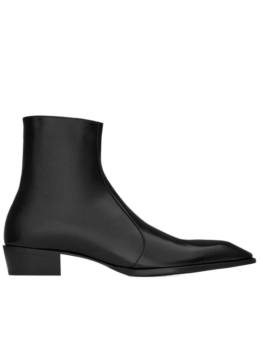 Saint Laurent Aurelien 30 Pointed-Toe Polished Ankle Boots
