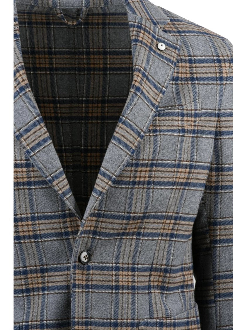 L.B.M. 1911 Plaid Cotton Jacket With Rounded Fit And Button Closure