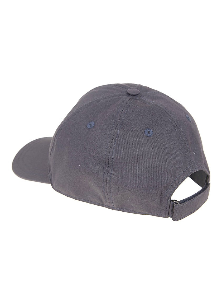 Herno Classic Blue Cotton Cap With Curved Brim