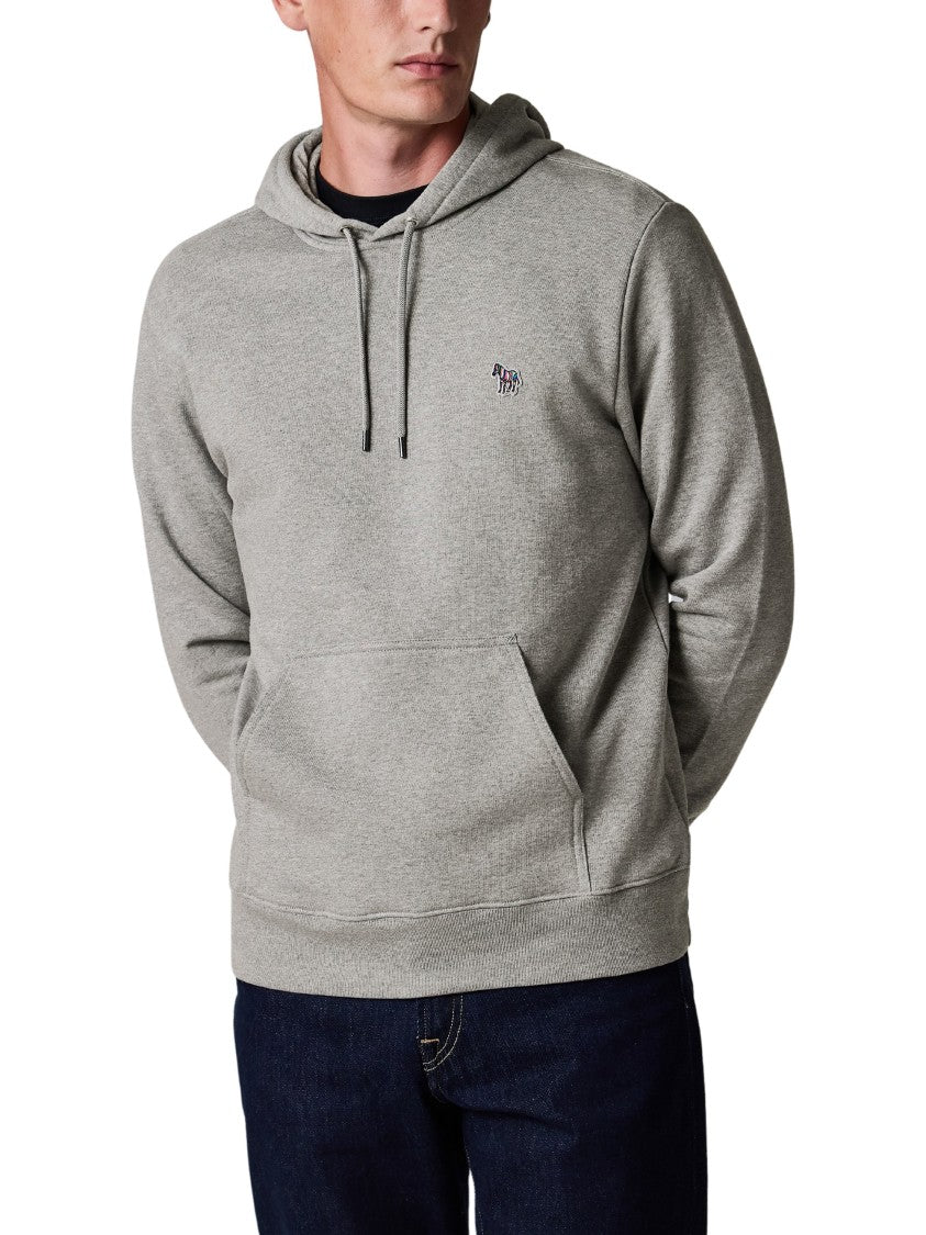 Paul Smith Heather Grey Cotton Hoodie With Signature Zebra Logo