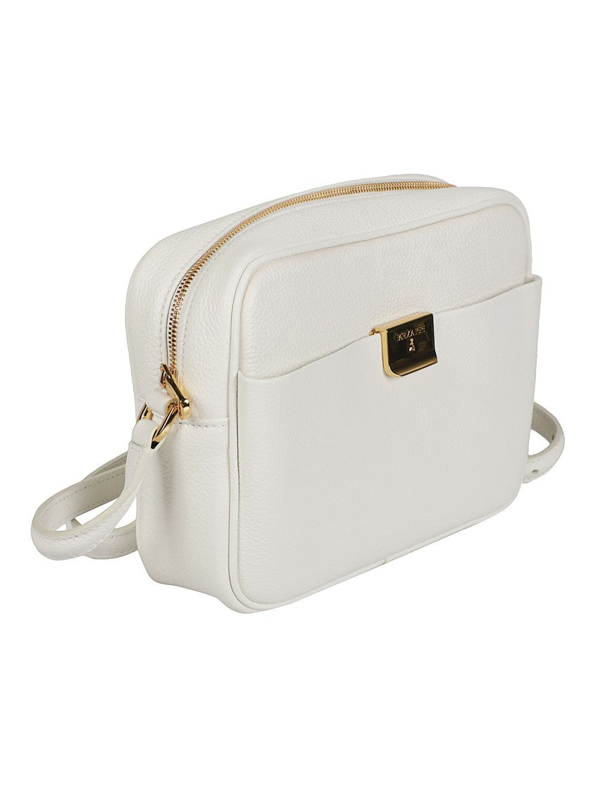 Patrizia Pepe All Day Compact Rectangular White Calfskin Shoulder Bag