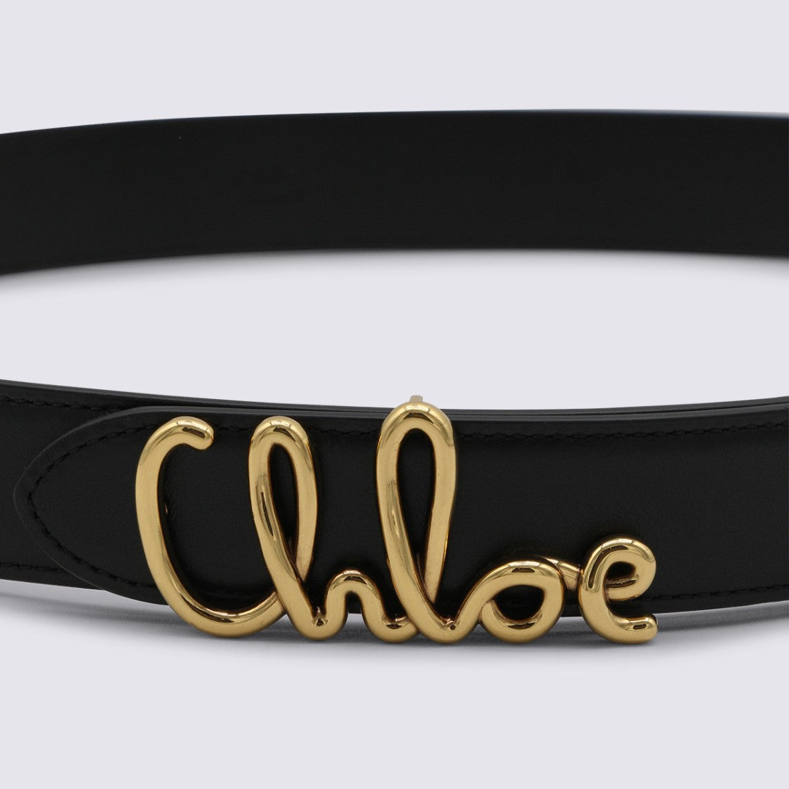 Chloé Black Leather Logo Closure Belt