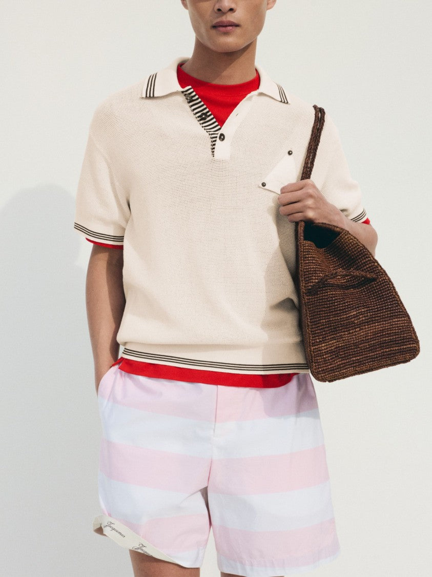 Jacquemus White Sailboat Badge Silk-Cotton Polo Shirt