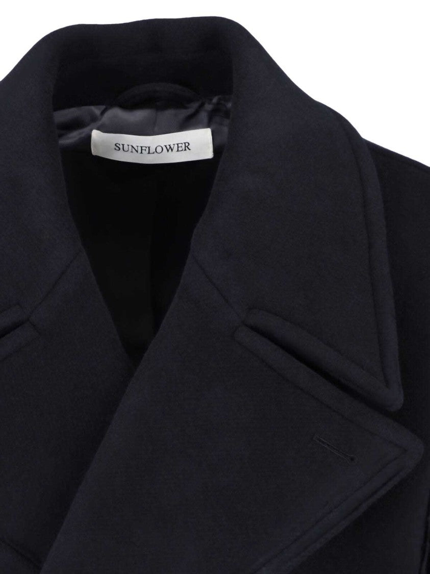 Sunflower Multicolor Double-Breasted Shawl-Lapel Wool-Blend Coat