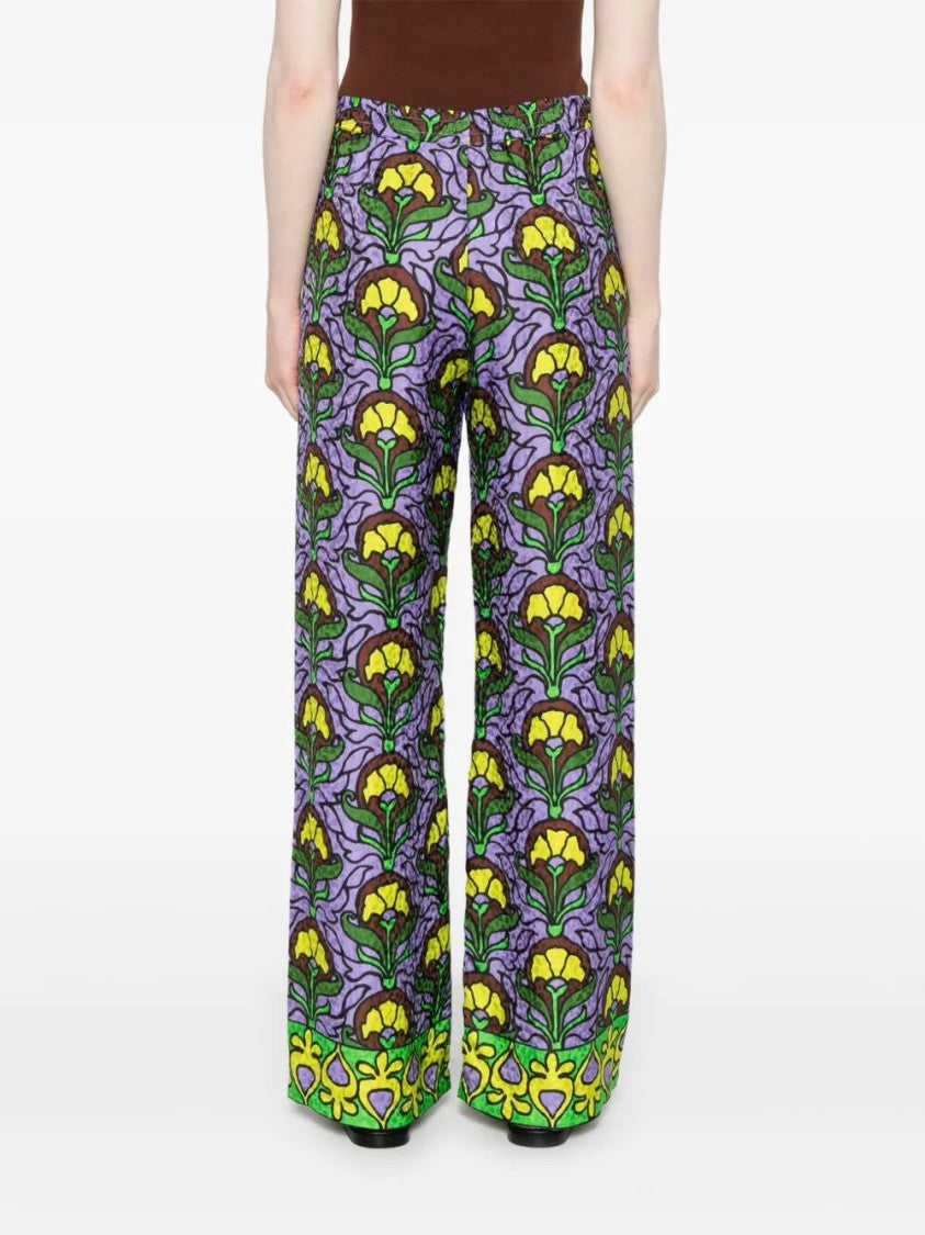 Anjuna Floral Silk Pants With Wide-Leg Silhouette