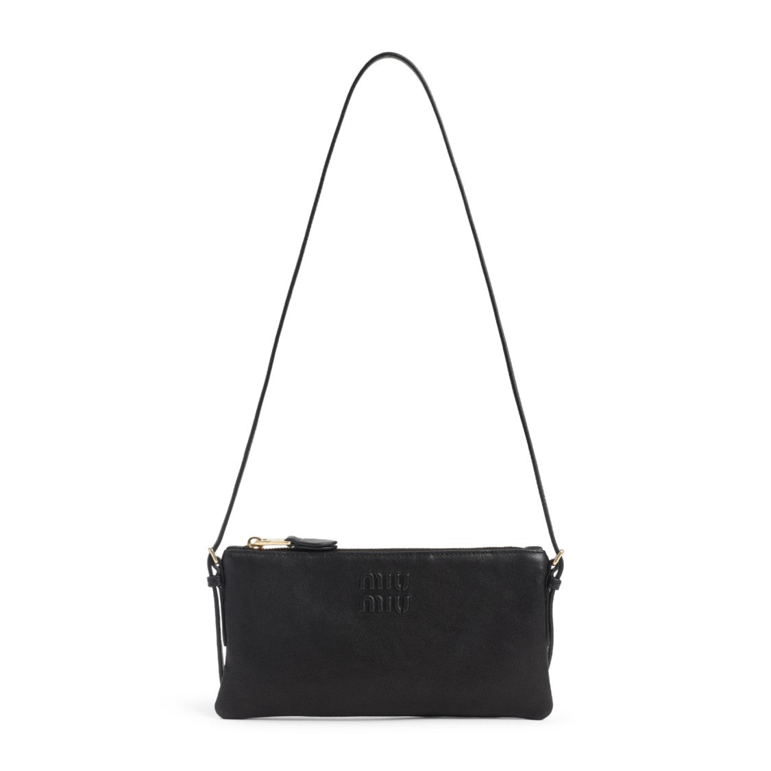 Miu Miu Compact Black Lamb Leather Clutch With Adjustable Strap
