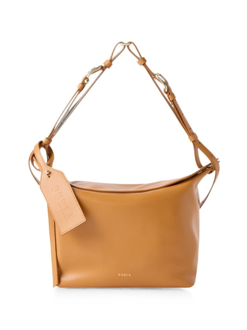 Furla Light Brown Ginevra M Rectangular Leather Shoulder Bag